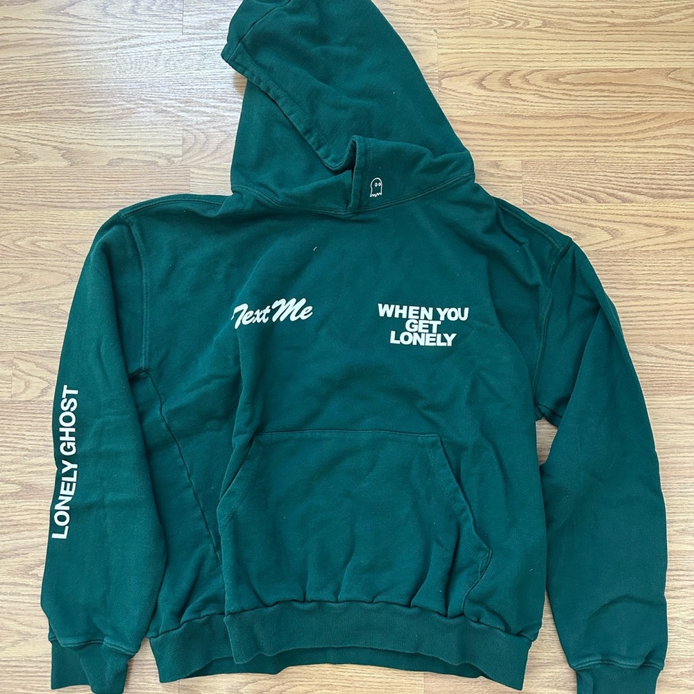 LONELY GHOST- text me lonely. Size M. Green and cream. Worn once.